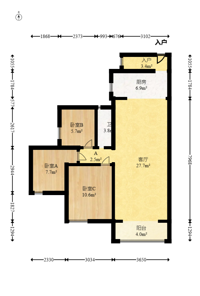 高鑫麓城 3室2厅1卫 116.0万 高鑫麓城 3室2厅1卫 116.0万户型图
