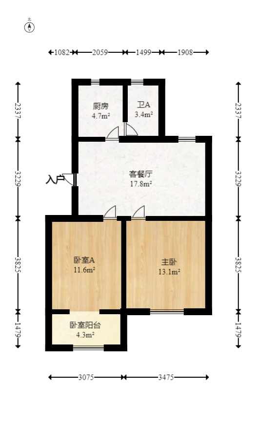 岳银小区（一二三五村）  2室2厅1卫   44.80万室内图1