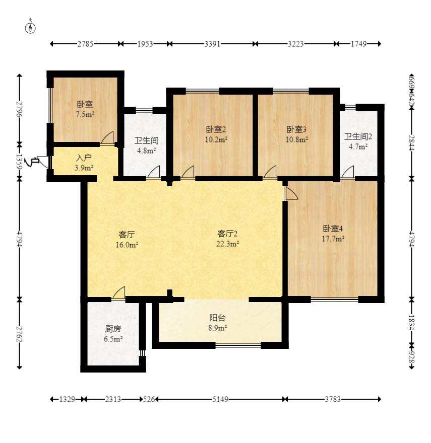 领东汇  3室2厅1卫   81.80万室内图1
