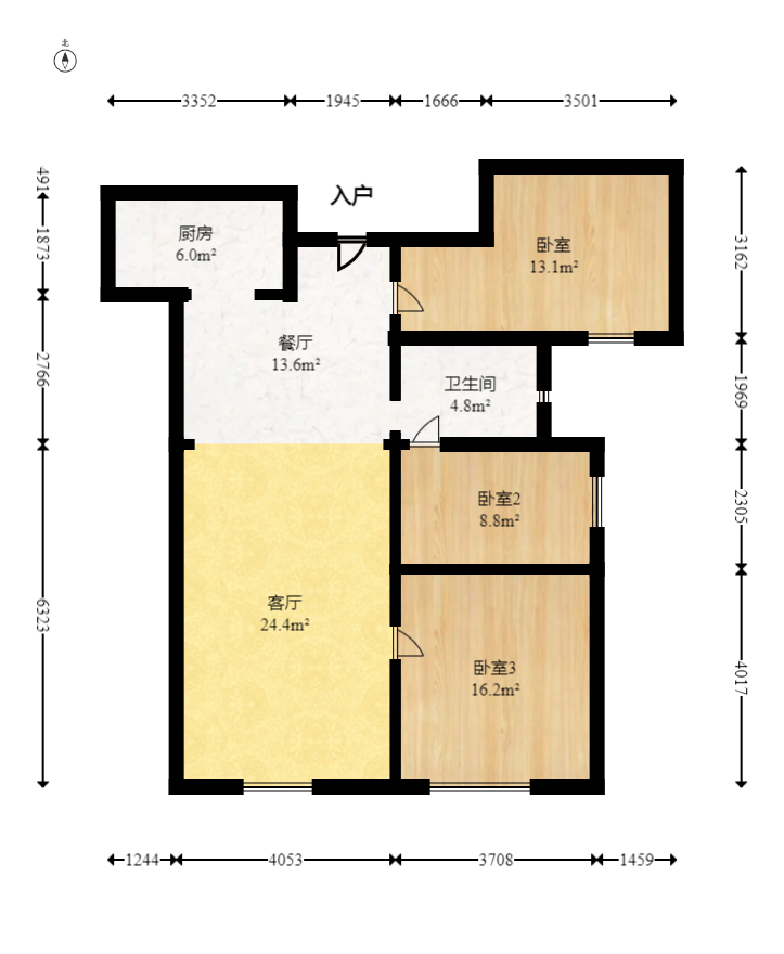 康桥长郡  3室2厅1卫   71.80万室内图1