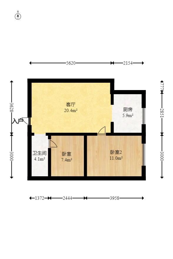 中欣楚天雅郡  1室1厅1卫   35.80万室内图1