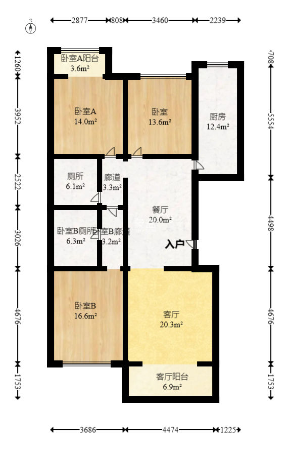 阳光100三期  3室2厅2卫   119.80万