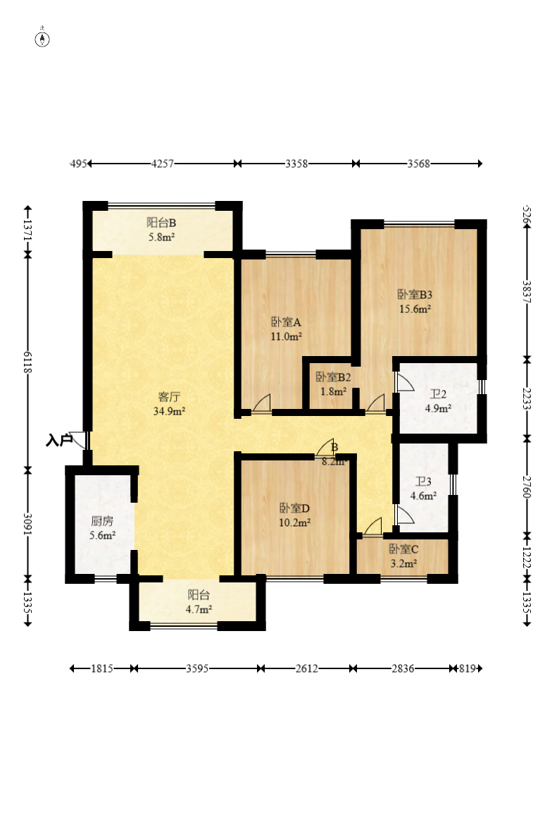 中天星耀城 4室2厅2卫 138.0万 中天星耀城 4室2厅2卫 138.0万户型图