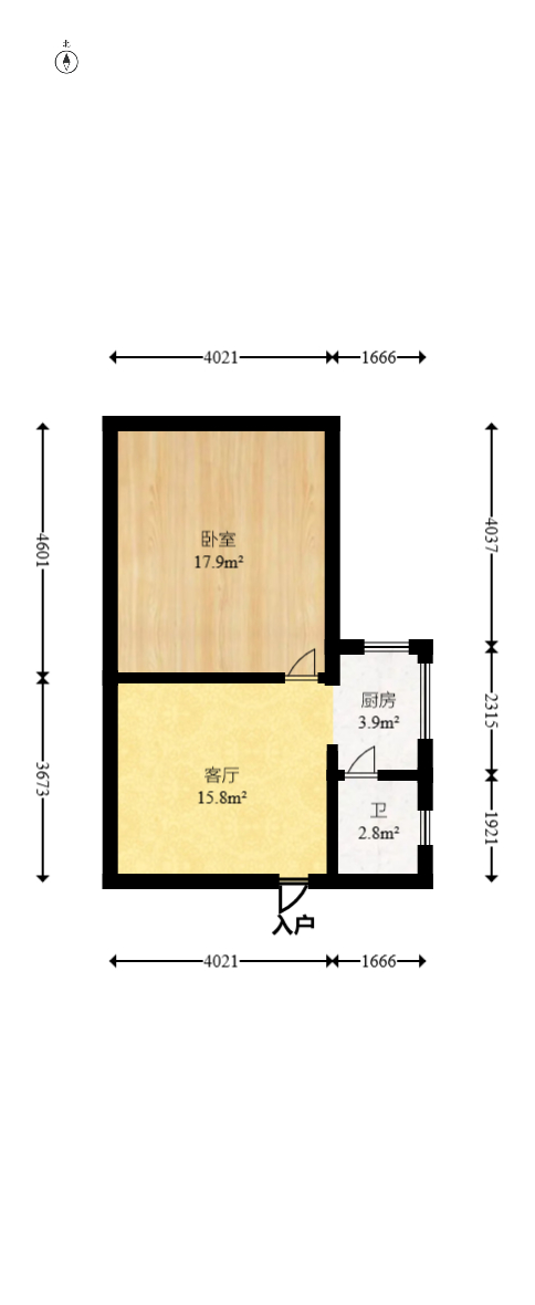 月亮湾草莓街区一、二期 1室1厅1卫 29.0万 月亮湾草莓街区一、二期 1室1厅1卫 29.0万户型图