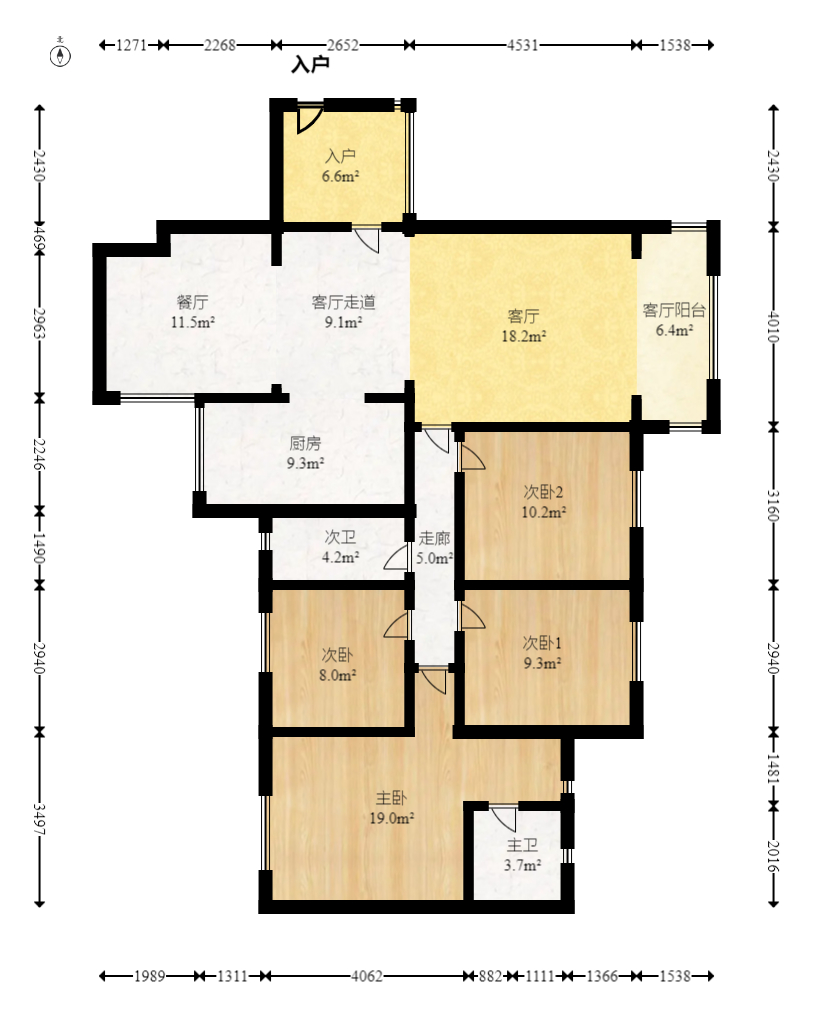香樟林 4室2厅2卫 269.0万 香樟林 4室2厅2卫 269.0万户型图