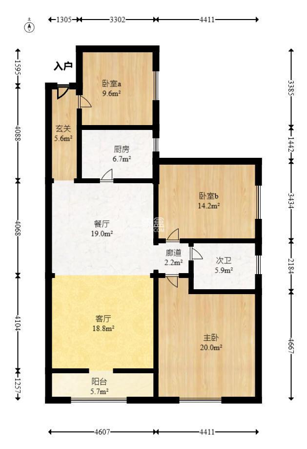 金富星城 3室2厅1卫 58.0万 金富星城 3室2厅1卫 58.0万户型图