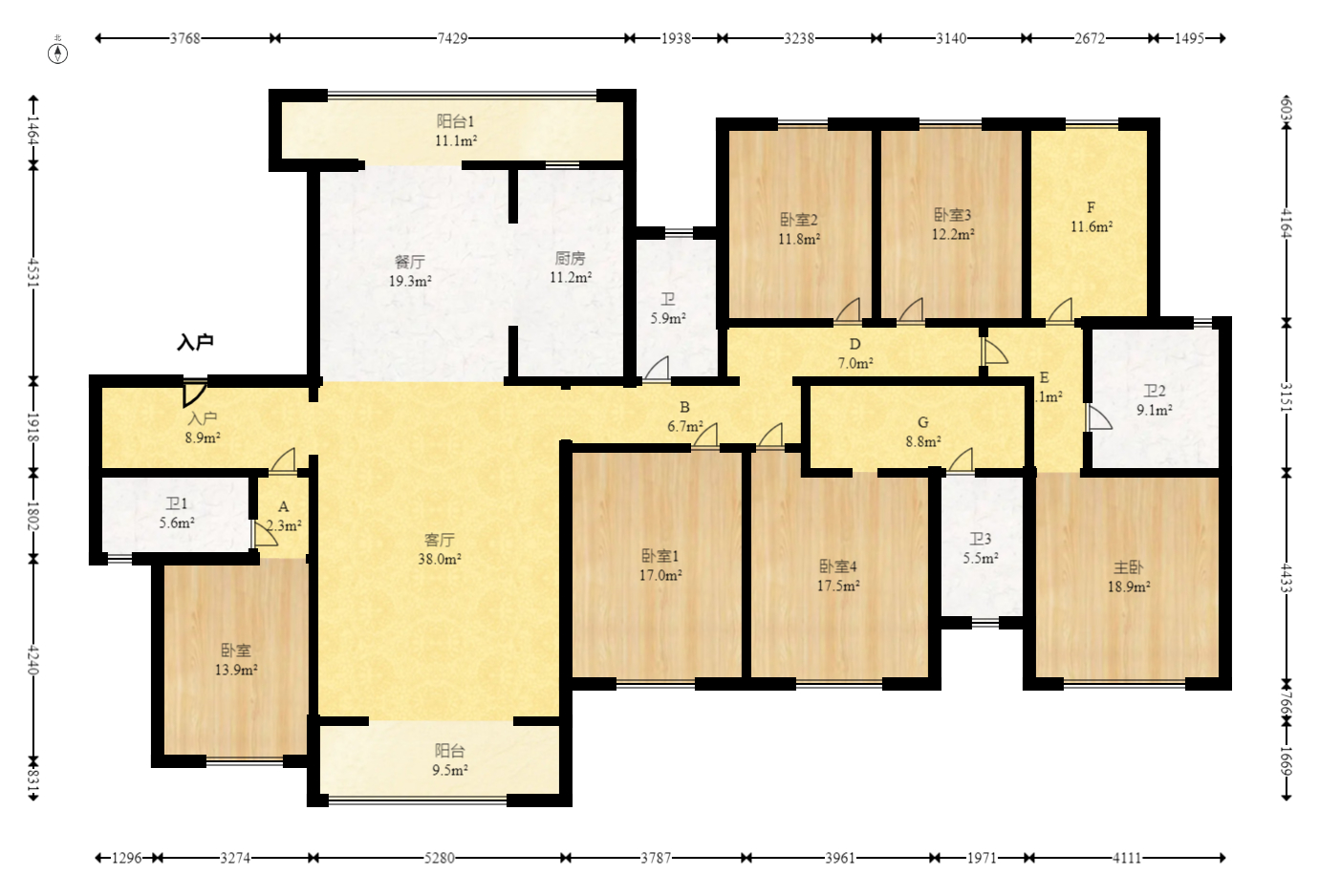 运达锦绣广场 5室2厅3卫 466.0万 运达锦绣广场 5室2厅3卫 466.0万户型图