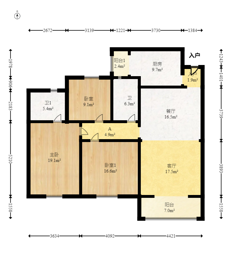 红树湾 3室2厅2卫 73.8万 红树湾 3室2厅2卫 73.8万户型图