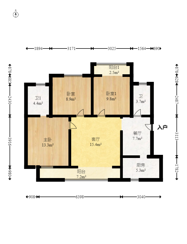 和悦城(蟠龙景苑) 3室2厅2卫 68.0万 和悦城(蟠龙景苑) 3室2厅2卫 68.0万户型图