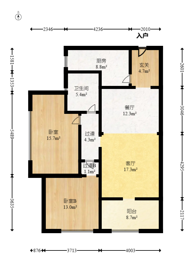 大鸿杰座  2室2厅1卫   105.00万室内图1