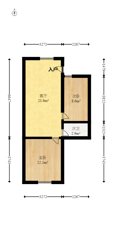 西城别院  1室1厅1卫   76.00万室内图1