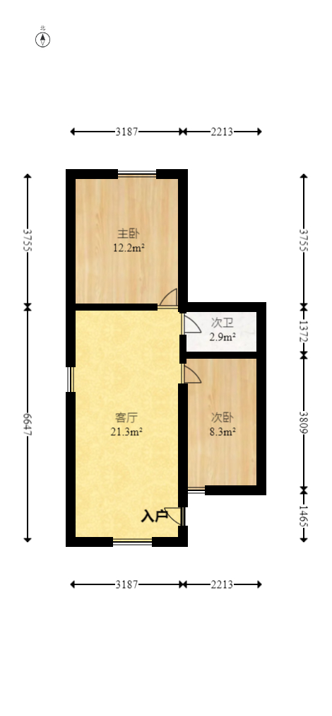 西城别院  1室1厅1卫   76.00万室内图1