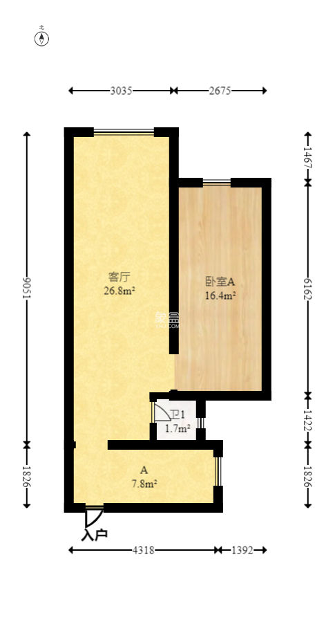金轮星光名座  1室1厅1卫   52.00万
