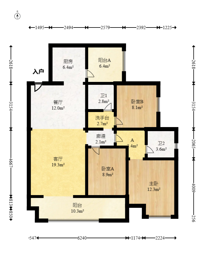 融创融公馆（融创臻苑）  3室2厅2卫    83.8万室内图1