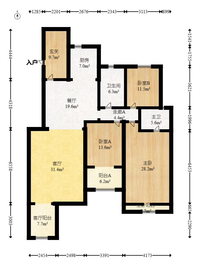 中建芙蓉和苑  3室2厅1卫   208.00万室内图1