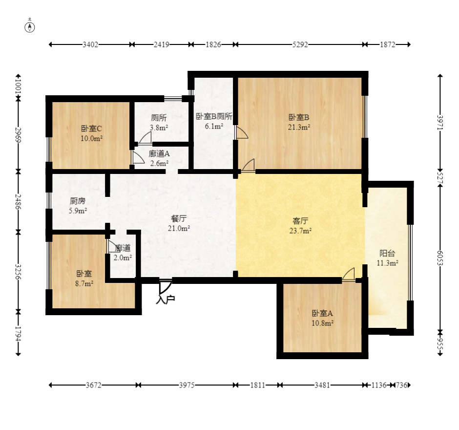 建发电建江山悦  4室2厅2卫   185.00万室内图1