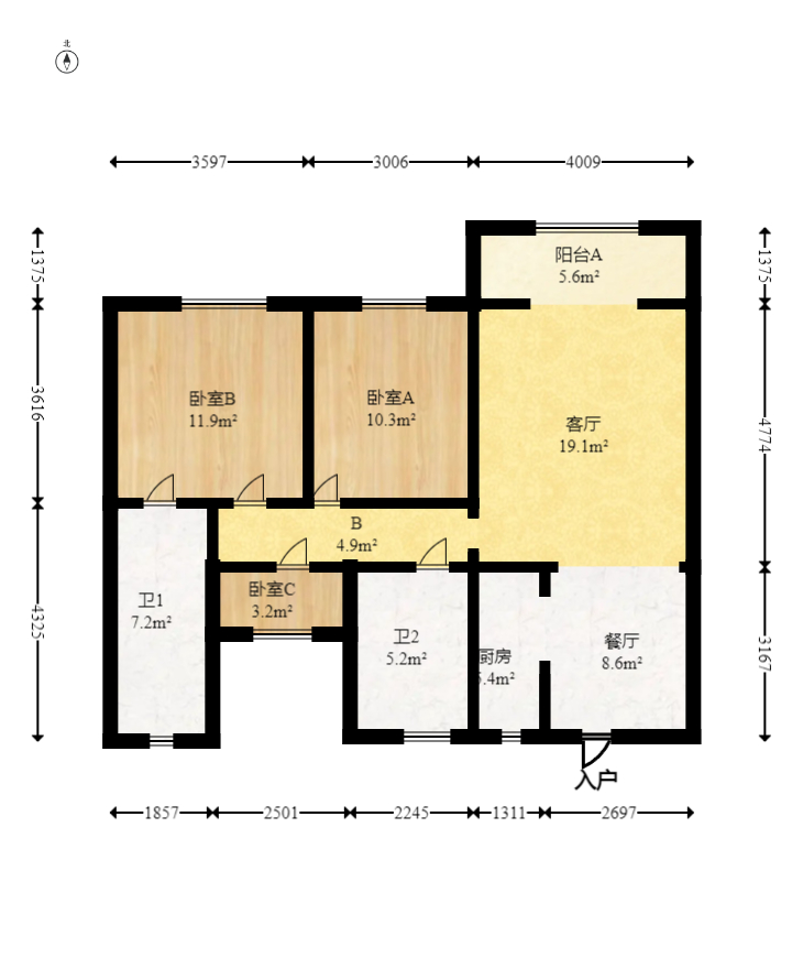 中天星耀城  1室0厅0卫   130.00万室内图1
