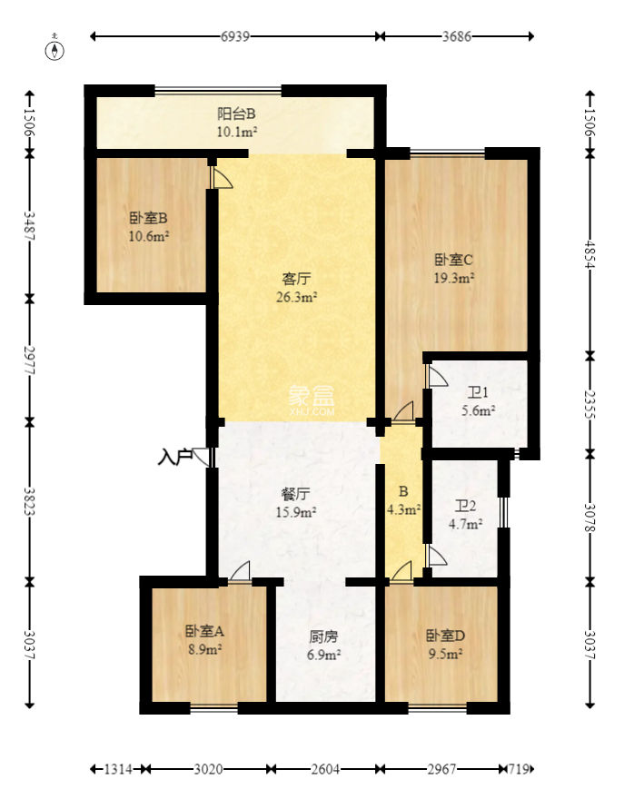 佳兆业城市广场  4室2厅2卫   150.00万
