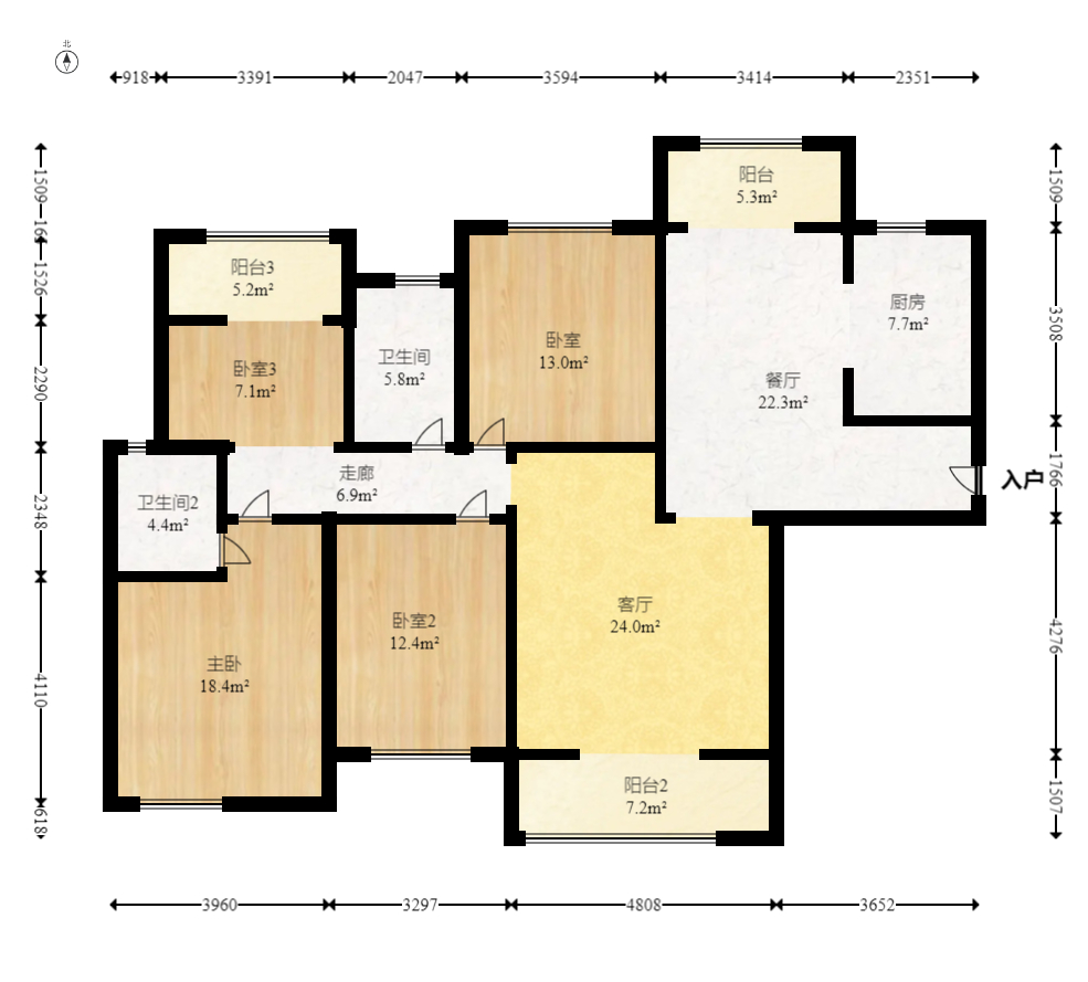 东方壹品 4室2厅2卫 105.0万 东方壹品 4室2厅2卫 105.0万户型图