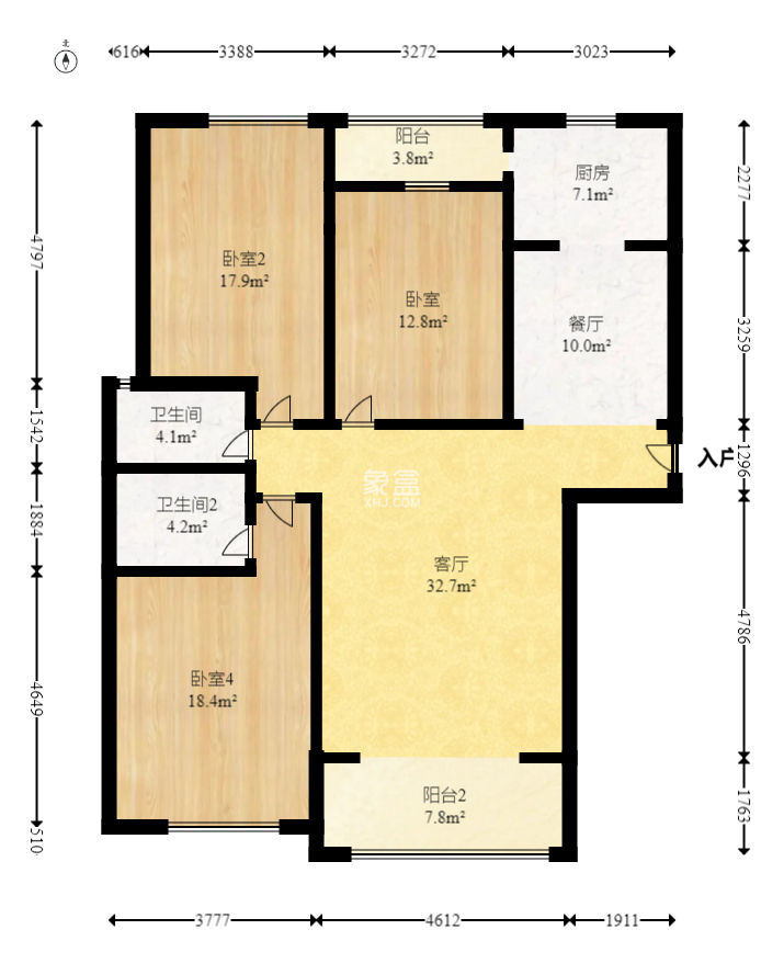 湖南有色地质勘查局宿舍（榔梨镇）  3室2厅2卫   68.00万