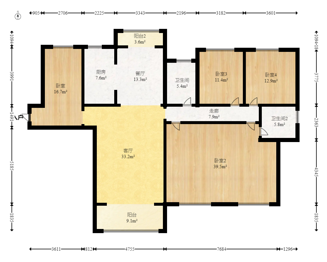 东方美地 5室2厅2卫 95.0万 东方美地 5室2厅2卫 95.0万户型图