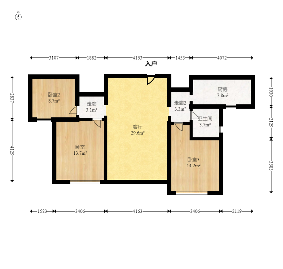 映悦星府 3室2厅1卫 66.0万 映悦星府 3室2厅1卫 66.0万户型图