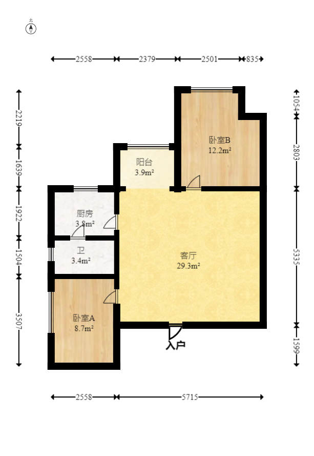 时代先锋  2室2厅1卫   43.80万室内图1