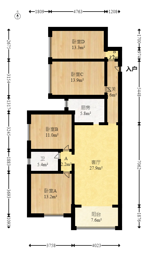 悦湖山  4室2厅1卫    68.0万 悦湖山  4室2厅1卫    68.0万户型图