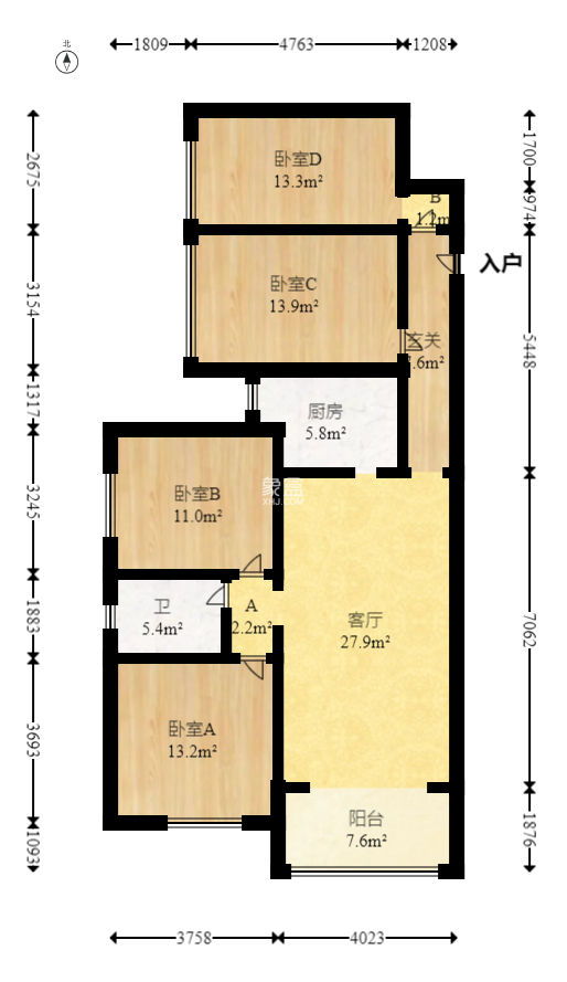悦湖山  1室2厅1卫    67.0万