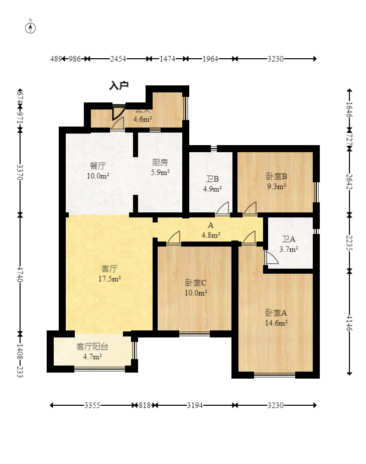 万科里金域滨江  3室2厅2卫    198.0万室内图1