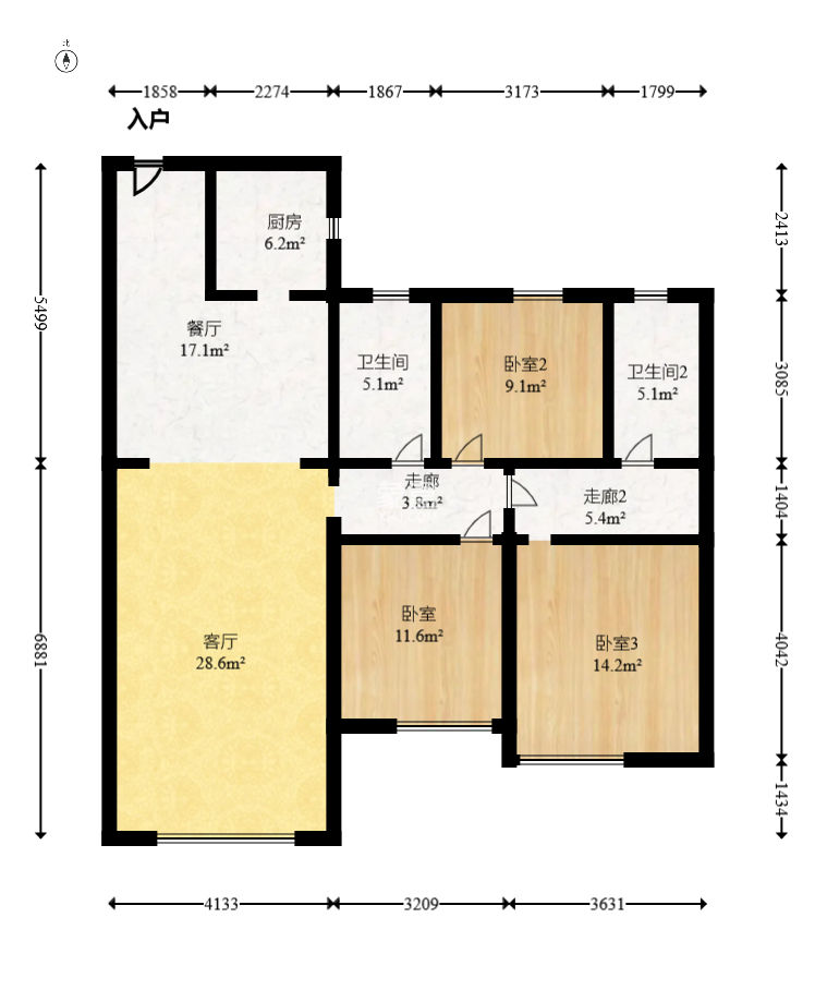 时代印记（长沙时代印记花园）  3室2厅2卫   182.00万