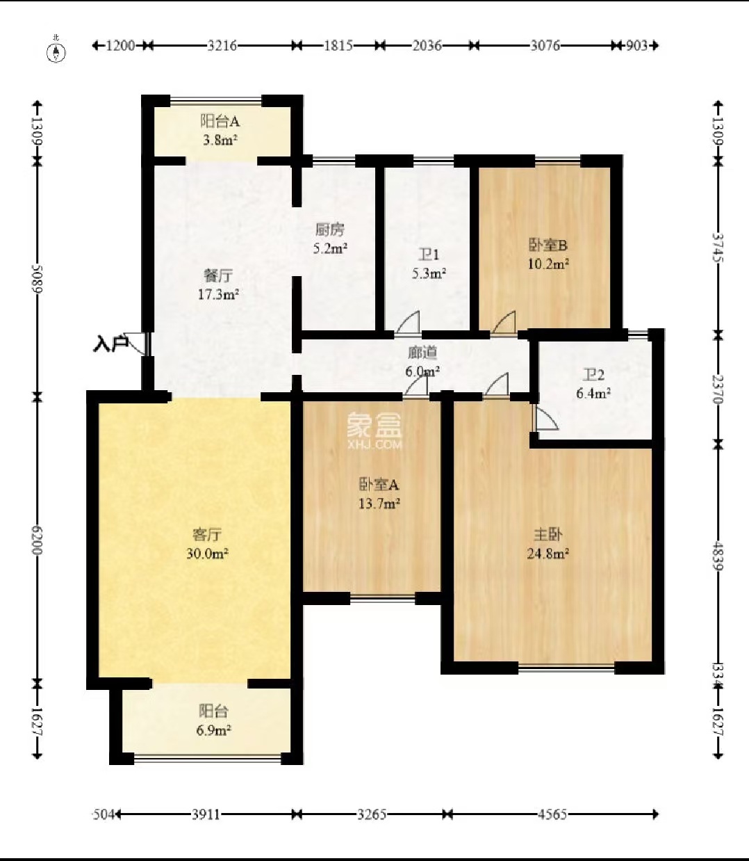 枫华府第  3室2厅2卫   2300.00元/月室内图1