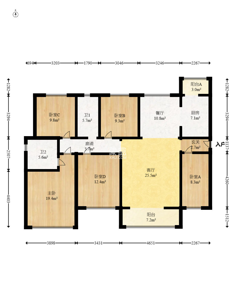江山帝景哈佛 5室2厅2卫 139.0万 江山帝景哈佛 5室2厅2卫 139.0万户型图