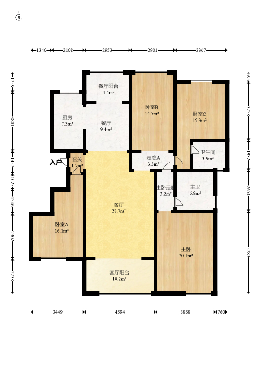 大唐印象一期云海湾 4室2厅2卫 139.8万 大唐印象一期云海湾 4室2厅2卫 139.8万户型图