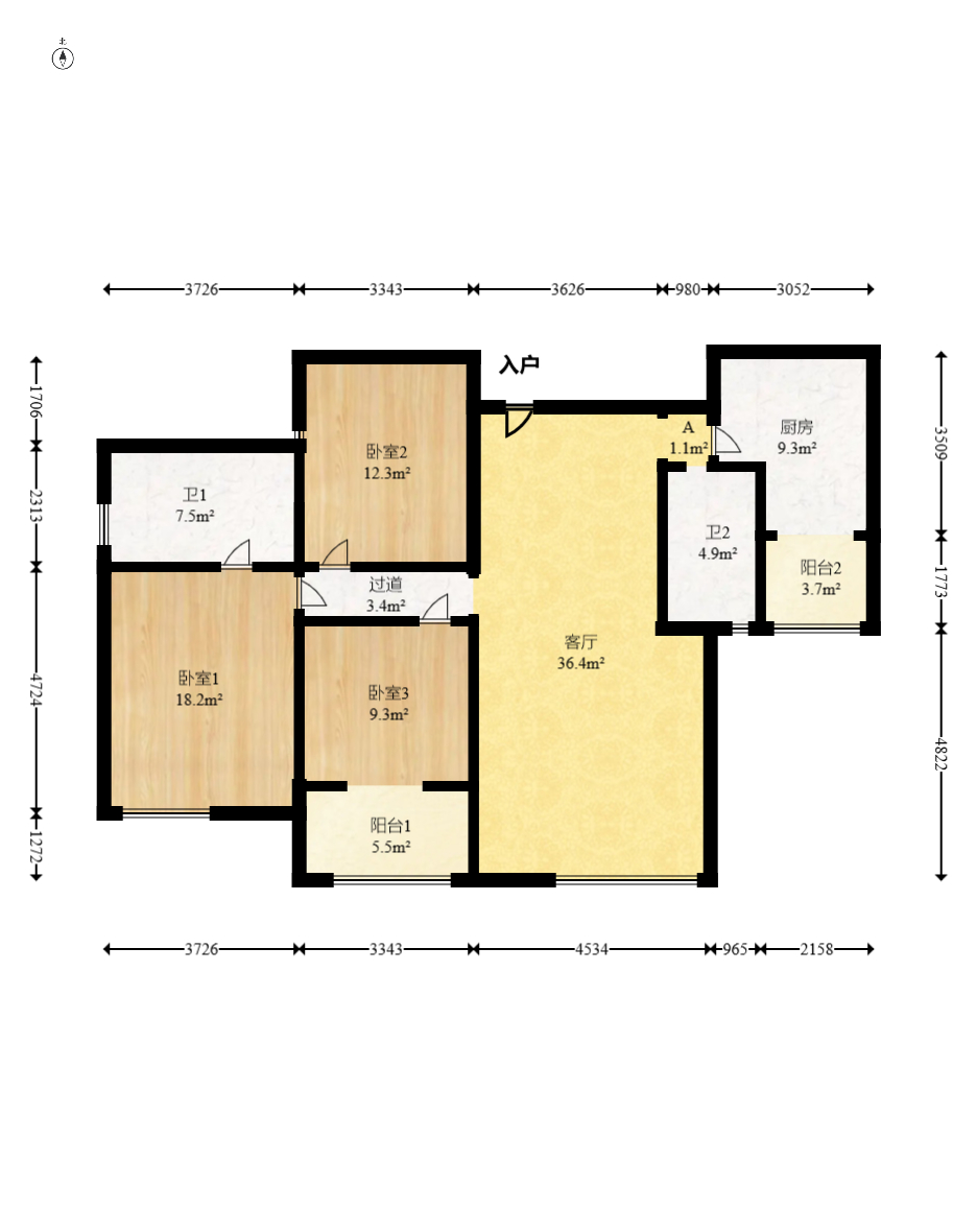 钱隆樽品(一、二、三期)  3室2厅2卫    106.8万 钱隆樽品(一、二、三期)  3室2厅2卫    106.8万户型图