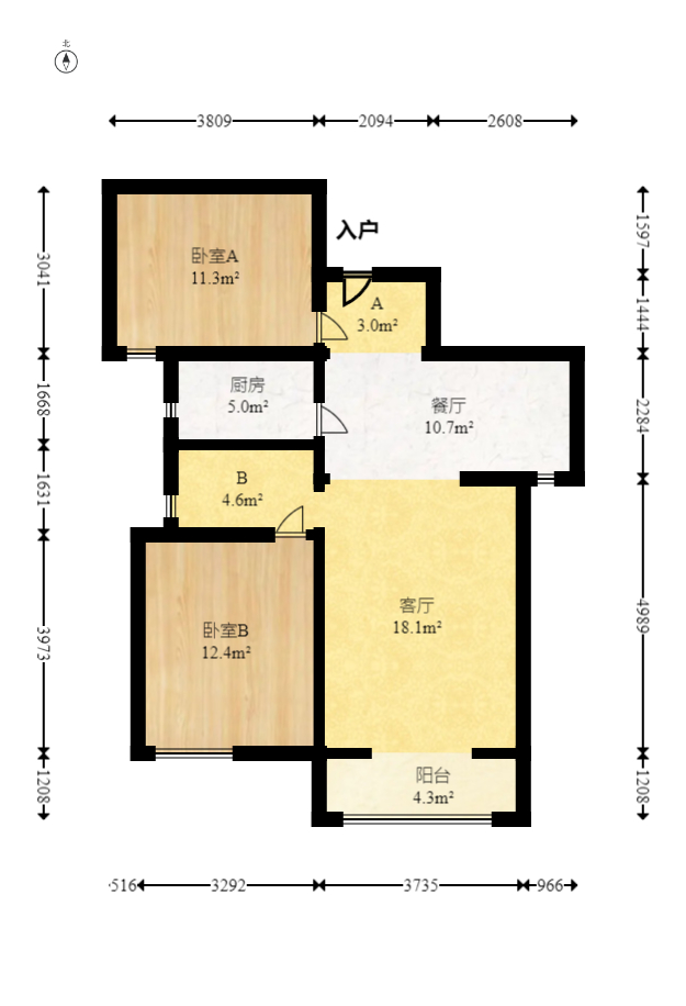 福天藏郡院子  2室2厅1卫    55.0万 福天藏郡院子  2室2厅1卫    55.0万户型图