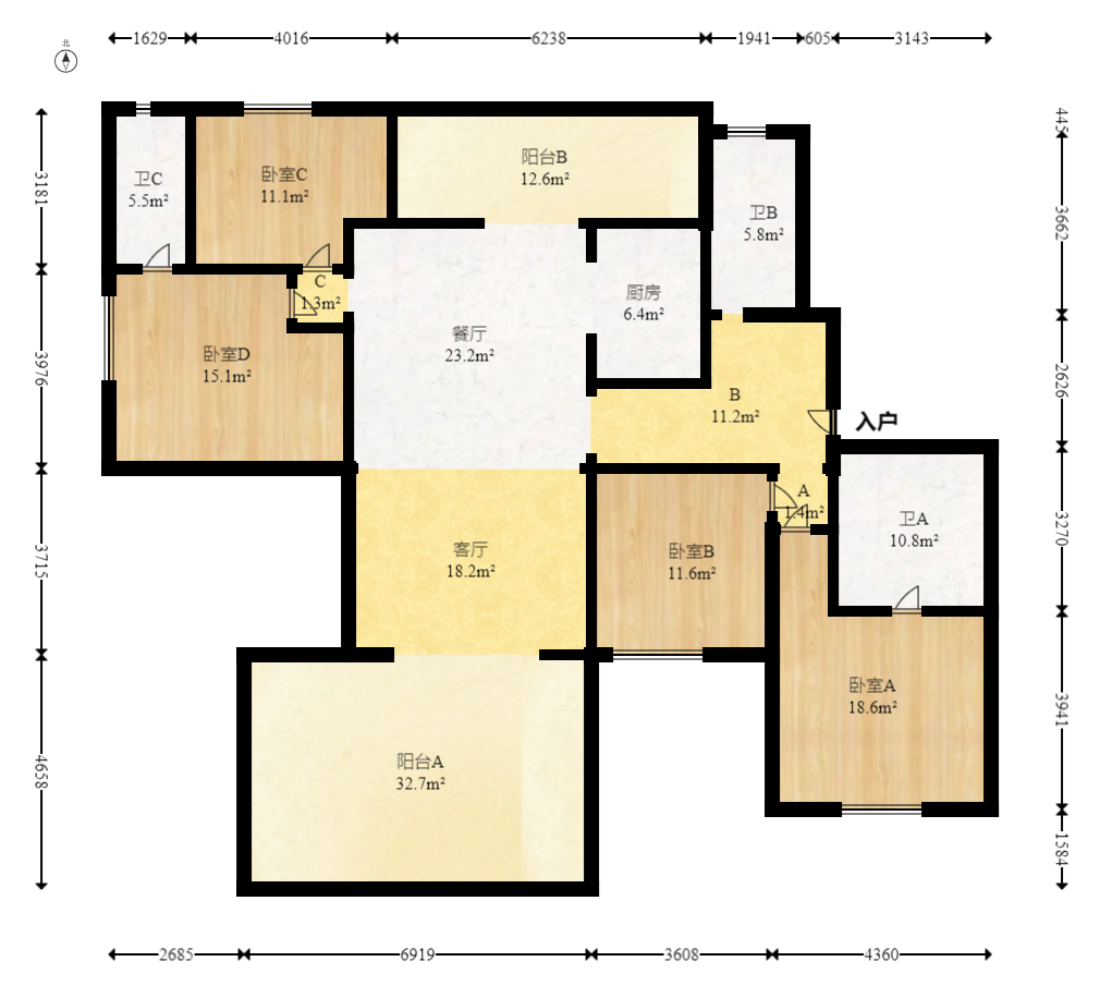 福天藏郡院子  5室2厅2卫    230.0万 福天藏郡院子  5室2厅2卫    230.0万户型图