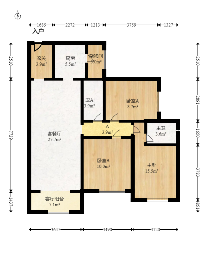 保利天禧D区  3室2厅2卫   158.00万室内图1