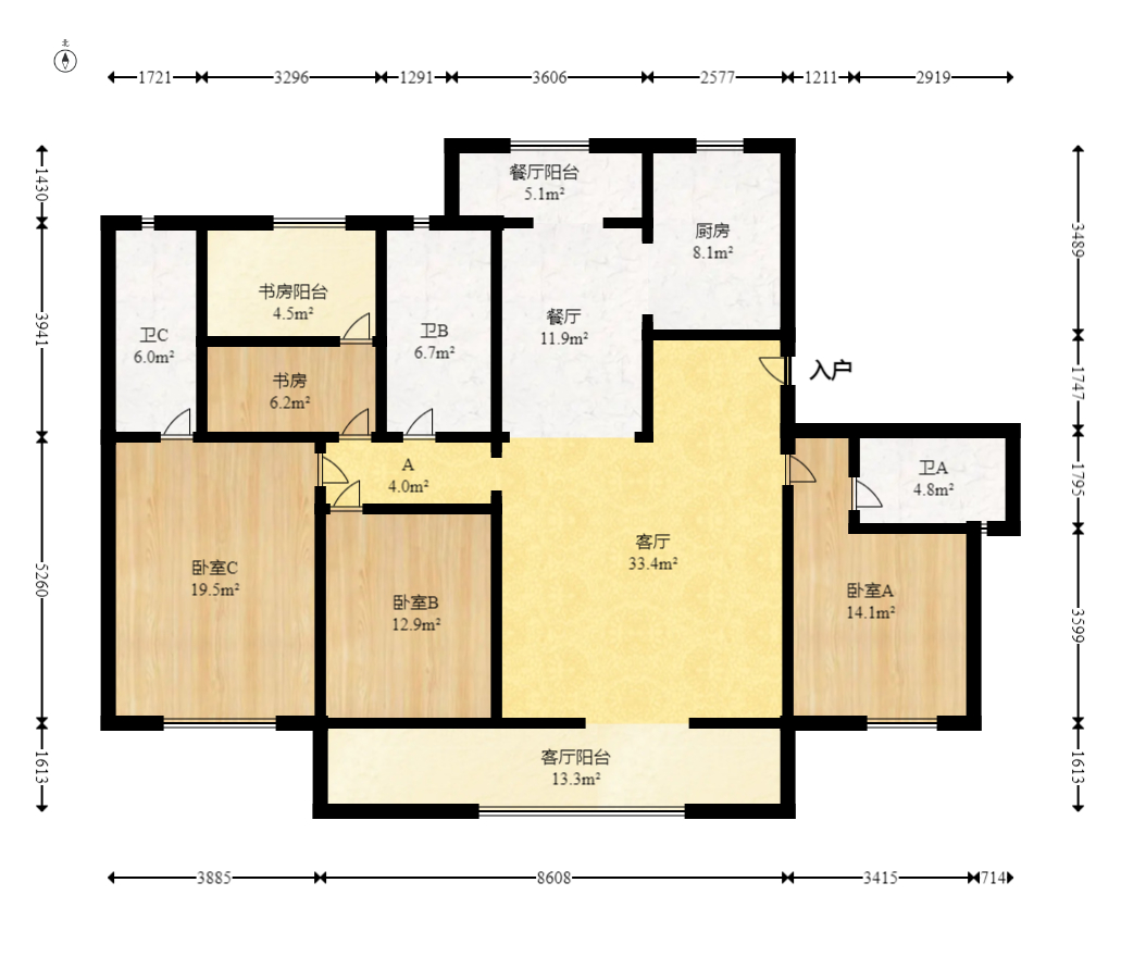 轨道中建麓江府  4室2厅2卫   280.00万室内图1