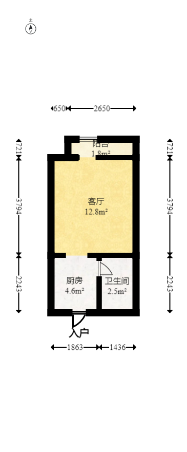 碧桂园星荟  1室1厅1卫   15.90万室内图1