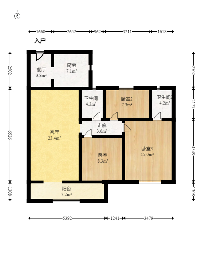 华远碧桂园海蓝城  3室2厅2卫   80.00万室内图1