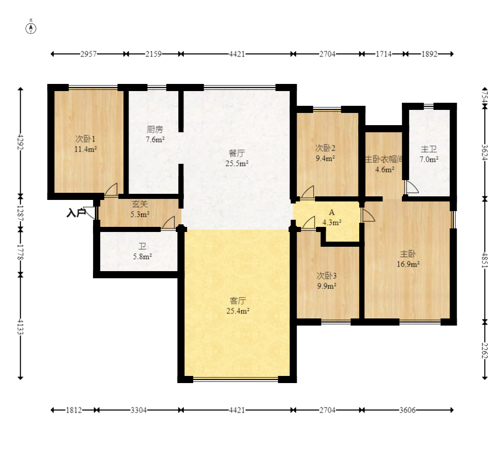 美来美城市广场 4室2厅2卫 95.0万 美来美城市广场 4室2厅2卫 95.0万户型图