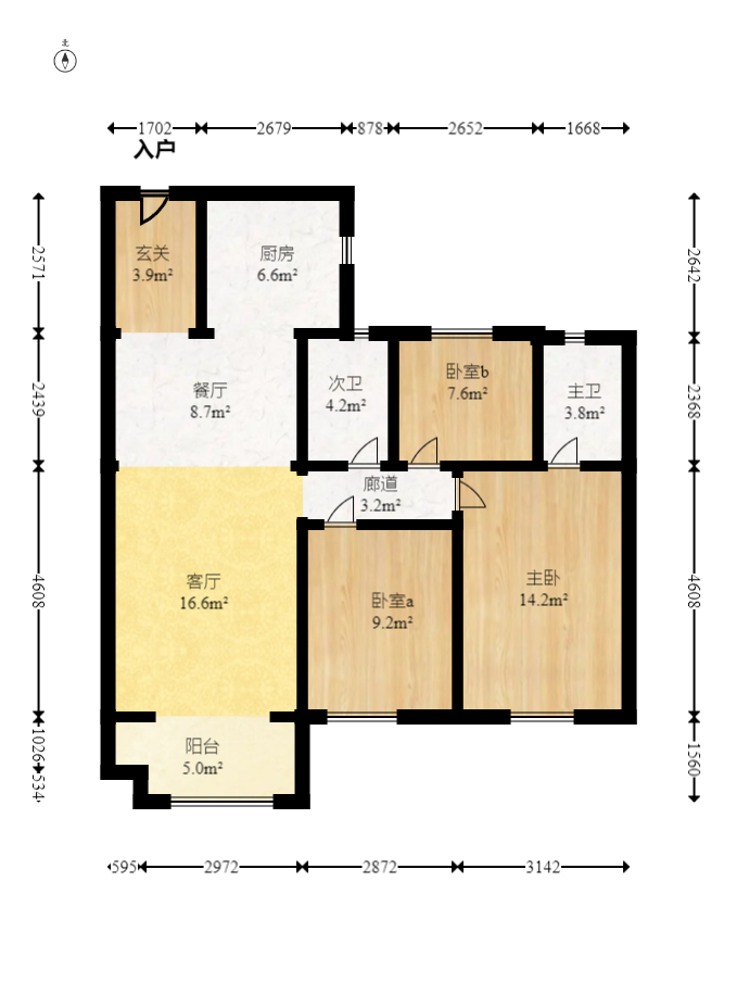 中海麓山境南区  3室2厅2卫   148.00万室内图1