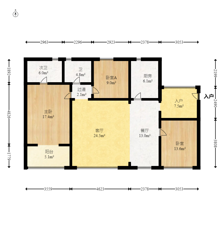 华润凤凰城二期 3室2厅2卫 90.0万 华润凤凰城二期 3室2厅2卫 90.0万户型图