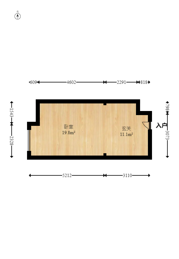 绿地V岛  1室1厅1卫   33.00万室内图1