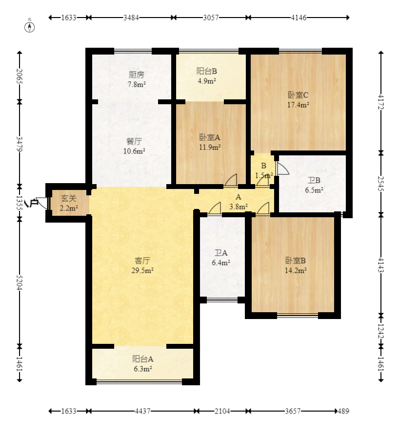 四方水岸(世方水岸) 1室2厅2卫 102.0万 四方水岸(世方水岸) 1室2厅2卫 102.0万户型图