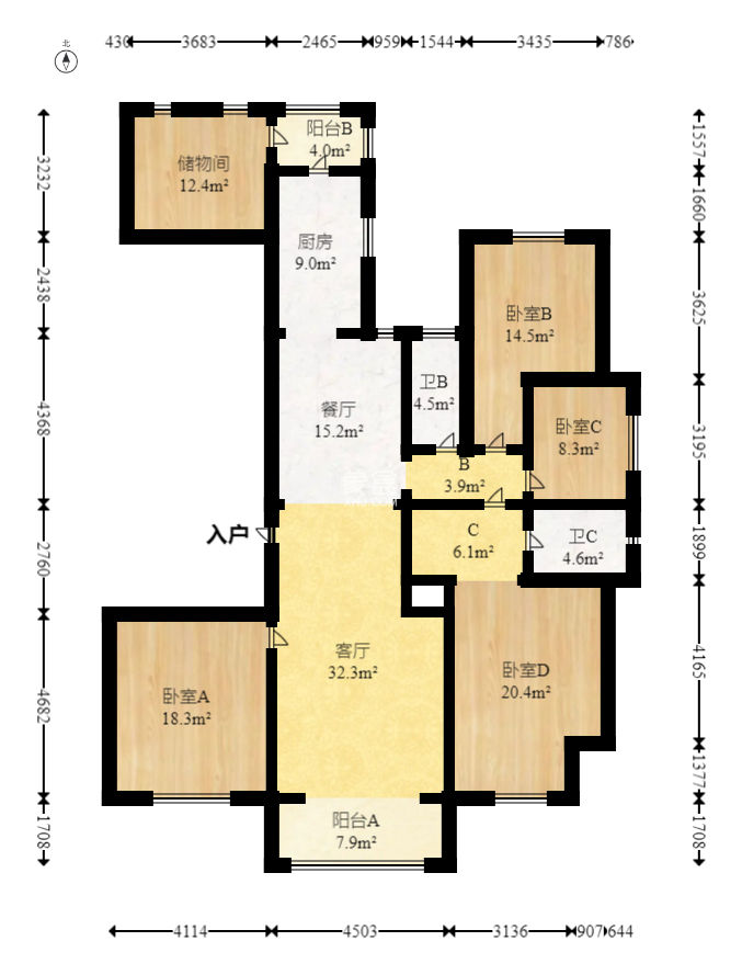 富兴时代御城  4室2厅2卫   346.00万