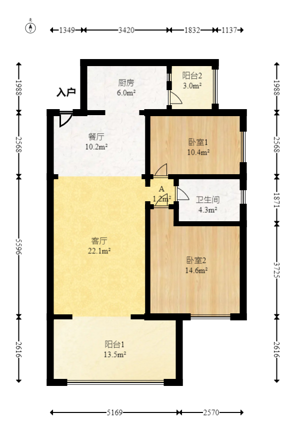 时代倾城四期 2室2厅1卫 63.8万 时代倾城四期 2室2厅1卫 63.8万户型图
