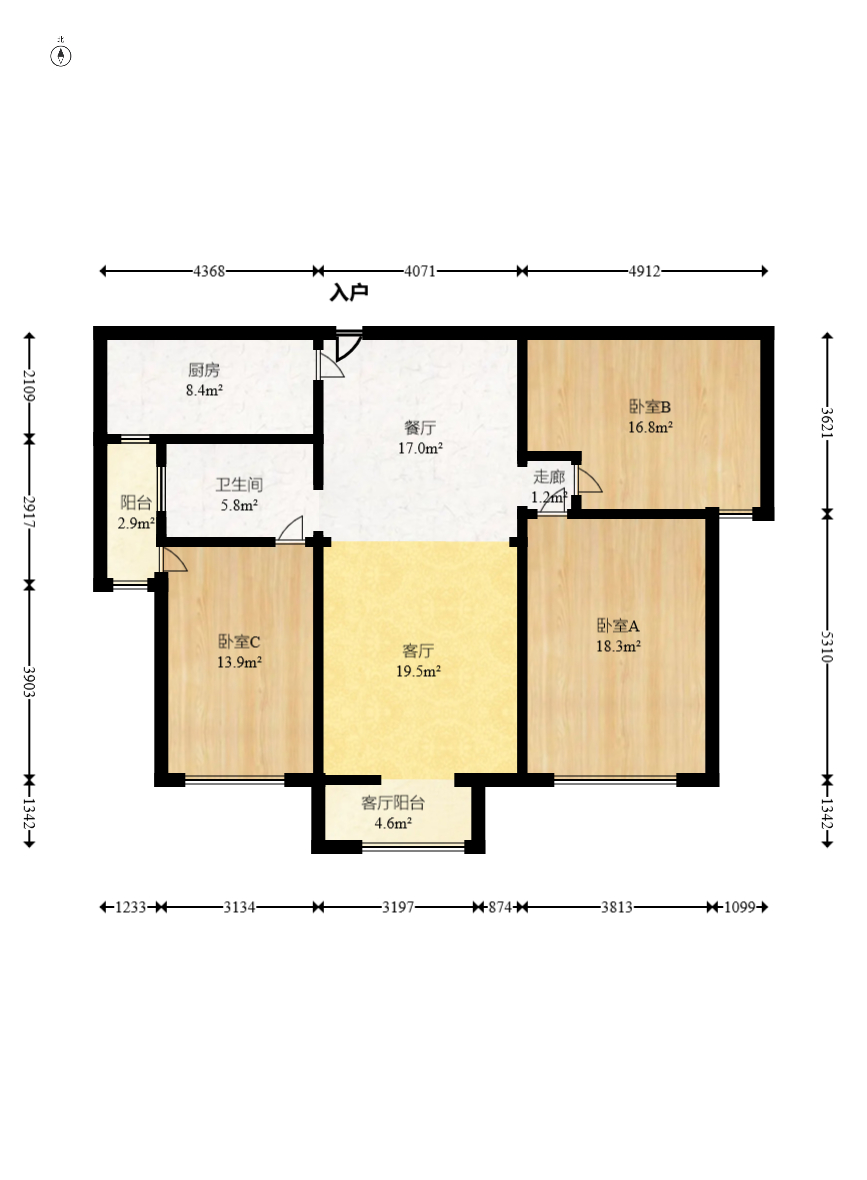 山水嘉园 3室2厅1卫 65.0万 山水嘉园 3室2厅1卫 65.0万户型图