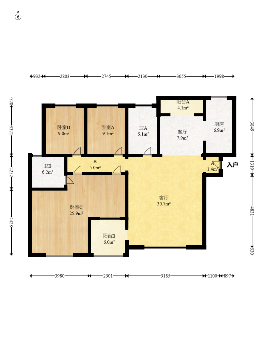 凯富漫城 4室2厅2卫 69.8万 凯富漫城 4室2厅2卫 69.8万户型图
